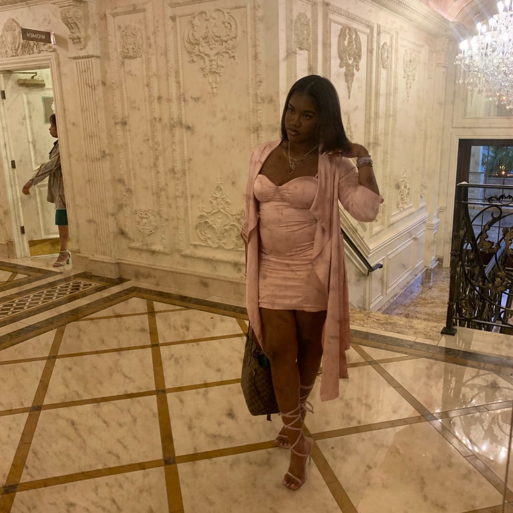Elegant Pink Satin Dress